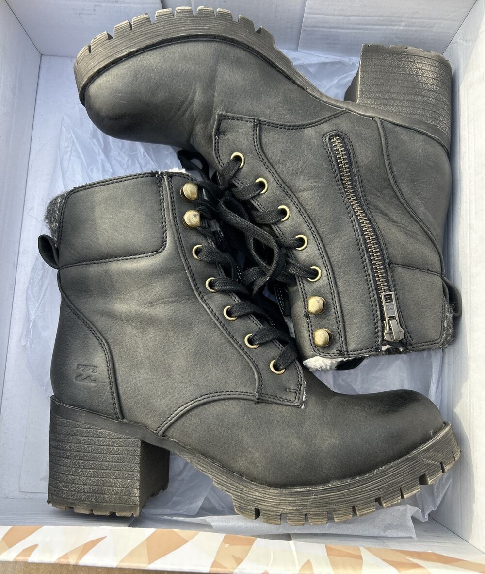 Billabong Boots Wild Thing Sherpa Lining Black Winter Ankle Bootie Womens 7